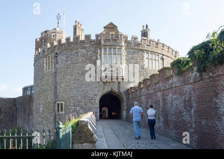 The gatehouse entrance of Walmer Castle & Gardens, Kingsdown Road, Walmer, Deal, Kent, England, United Kingdom