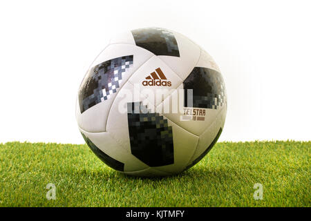 SWINDON, UK - NOVEMBER 18, 2017: Adidas Telstar Top Glider World Cup 2018 Football, The Official Matchball for the 2018 Russia World Cup. Stock Photo