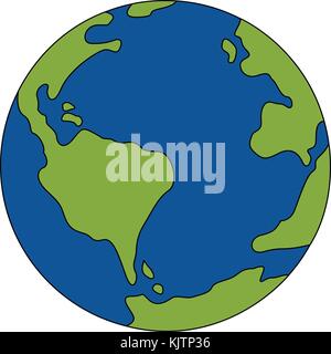 Planet Earth colored, the coloring vector Stock Vector