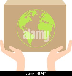 One hand giving box to other. Isometric vector illustration Stock Vector