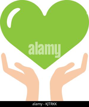 hand holding a heart icon, isolated vector symbol Stock Vector