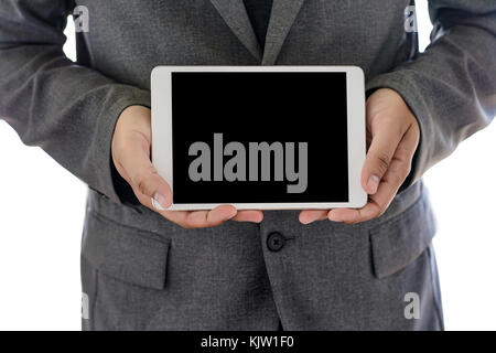 Closeup view  business team working  use Tablet pc using digital to connecting  touching screen Stock Photo