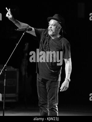 POMPANO BEACH FL - AUGUST 15: Ali Campbell of UB40 performs at The Pompano Beach Amphitheater on August 15, 2016 in Pompano Beach, Florida.    People:  Astro Stock Photo