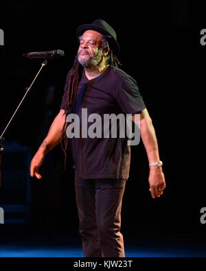 POMPANO BEACH FL - AUGUST 15: Ali Campbell of UB40 performs at The Pompano Beach Amphitheater on August 15, 2016 in Pompano Beach, Florida.    People:  Astro Stock Photo