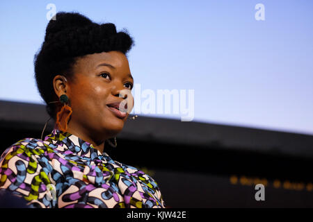 Hay Festival Winter Weekend - Saturday 25th Nov 2017  - Nigerian author Chibundu Onuzo talks about her latest novel Welcome to Lagos Stock Photo