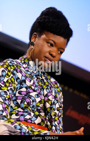 Hay Festival Winter Weekend - Saturday 25th Nov 2017  - Nigerian author Chibundu Onuzo talks about her latest novel Welcome to Lagos Stock Photo