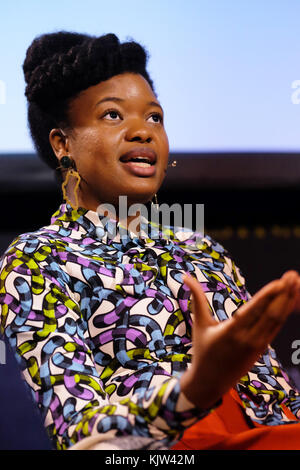 Hay Festival Winter Weekend - Saturday 25th Nov 2017  - Nigerian author Chibundu Onuzo talks about her latest novel Welcome to Lagos Stock Photo