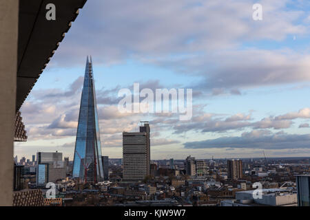 London, UK. 26th November, 2017. UK weather. Beautiful col, sunny winter day, views over London seen from 10th floor of 10th floor, Tate modern, London. View of Shard. Credit Carol Moir/Alamy Live News. Stock Photo