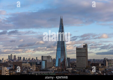 London, UK. 26th November, 2017. UK weather. Beautiful col, sunny winter day, views over London seen from 10th floor of 10th floor, Tate modern, London. View of Shard. Credit Carol Moir/Alamy Live News. Stock Photo