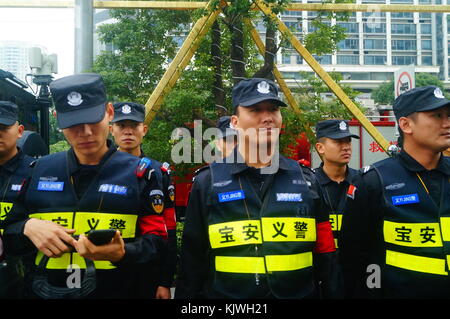 Shenzhen police open day activities at the scene, the security guard on duty. In Shenzhen, China. Stock Photo
