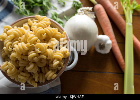 Ingredients for Chicken Noodle Soup Stock Photo