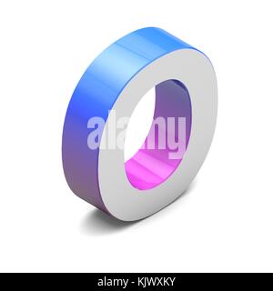 Letter O. Isometric lettering font with pink blue gradient Stock Photo