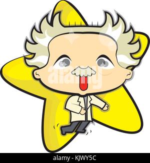 Einstein with a yellow star Stock Vector