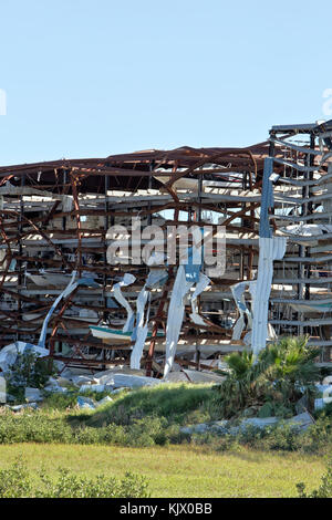 Hurricane  'Harvey'  2017  storm damage, Cove Harbor Marina & Dry Stack,  Rockport, TX Stock Photo