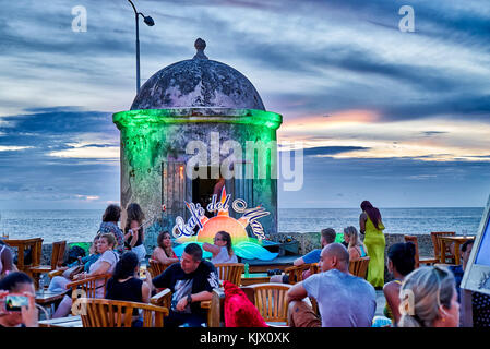 sunset at Cafe del Mar, Cartagena de Indias, Colombia, South America Stock Photo