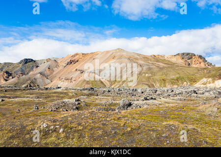 travel to Iceland - plateau in Landmannalaugar area of Fjallabak Nature Reserve in Highlands region of Iceland in september Stock Photo