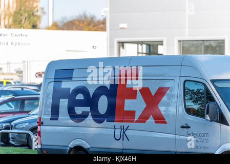 Northampton, UK - Oct 25, 2017: FedEx UK express courier delivery van Stock Photo