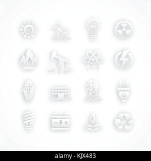 Energy icons on white in gray color Stock Vector