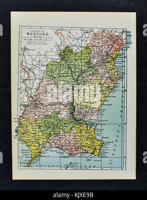 Antique Ireland Map - Wexford County - Enniscorthy Newtonbarry Gorey Carnscore Point Stock Photo