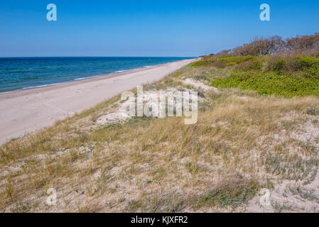 Sand dunes between Baltic Sea and Bukowa Lake in West Pomeranian Voivodeship of Poland Stock Photo