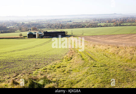 View of the Vale of Pewsey looking south from Woodborough Hill, Wilcot, Wiltshire, England, UK Stock Photo