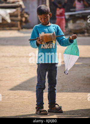 The kite runner, Kathmandu, Nepal Stock Photo