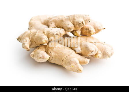 Healthy ginger root isolated on white background. Stock Photo
