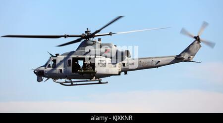 171125-N-GR168-0096  ATLANTIC OCEAN (Nov. 25, 2017) A UH-1Y Huey attached to Marine Medium Tiltrotor Squadron (VMM) 162 (Reinforced) participates in a Stock Photo