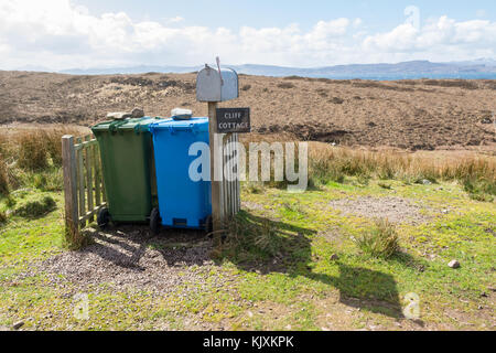 wheelie bins in a remote Scottish location Stock Photo
