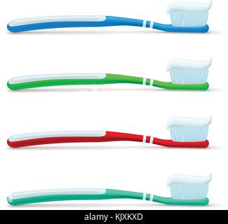 tooth brushes set Stock Vector