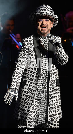FORT LAUDERDALE, FL - JULY 08: Boy George of Culture Club performs at The Broward Center. George Alan O'Dowd, known professionally as Boy George, is an English singer, songwriter, DJ, fashion designer and photographer. He is the lead singer of the Grammy and Brit Award-winning pop band Culture Club. on July 8, 2016 in Fort Lauderdale, Florida.   People:  Boy George Stock Photo
