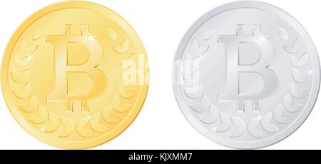 Metallic Bitcoin Stock Vector