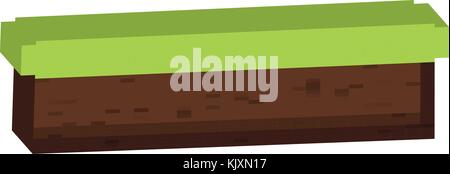 pixelated grass block icon Stock Vector