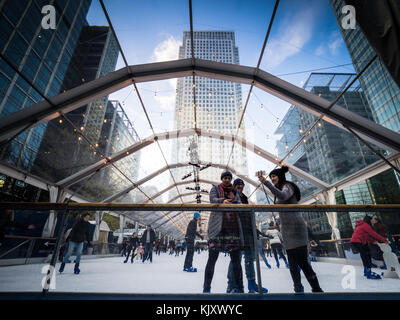 Ice Rink Canary Wharf Ice Skating Canary Wharf London Stock Photo