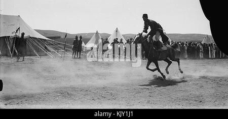 Circassian horsemanship during Sir Herbert Samuel's second visit to Transjordan Stock Photo