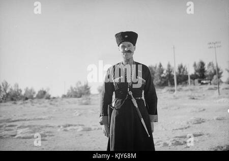 Amman. 24th anniversary of Arab revolt under King Hussein & Lawrence, celebration Sept. 11, 1940. One of the Emir's Circasian bodyguards Stock Photo