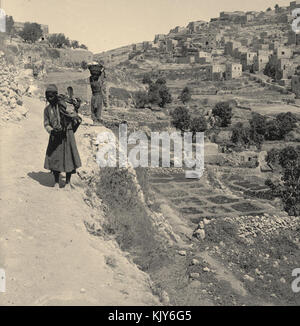Valleys of Jehoshaphat and Hinnom. Siloam, general view. Approximately 1900 to 1920. matpc.00935.Left Stock Photo