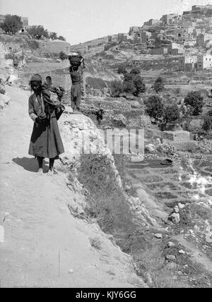 Valleys of Jehoshaphat and Hinnom. Siloam, general view. Approximately 1900 to 1920. matpc.00935.right Stock Photo