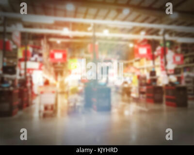 Blurred background of  Cashier booth at supermarket store Stock Photo