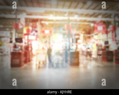 Blurred background of  Cashier booth at supermarket store Stock Photo