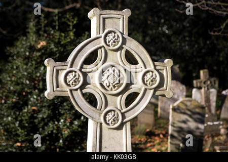 A cross in St. Martins Churchyard, Cheriton. Stock Photo