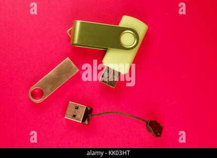 usb keys, small size movable peripherals, used to store digital data Stock Photo