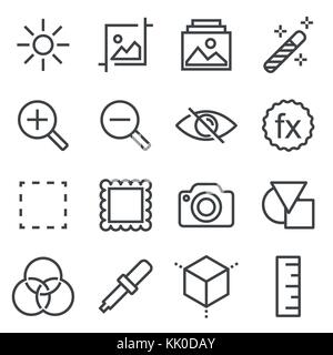 Vector image editing related vector icons set on white background Stock Vector