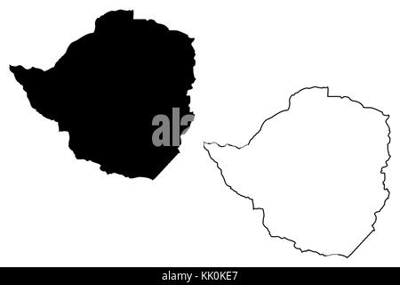 Zimbabwe Map black and white illustration Stock Vector Art ...