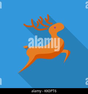 Deer icon. Flat vector related icon with long shadow for web and mobile applications. It can be used as - logo, pictogram, icon, infographic element.  Stock Vector