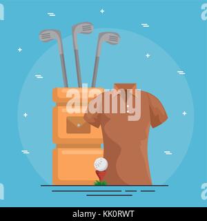 golf bag and clubs equipment vector illustration graphic design Stock Vector