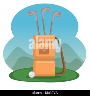 golf bag and clubs equipment vector illustration graphic design Stock Vector