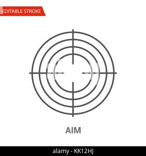 Aim Icon. Thin Line Vector Illustration - Adjust stroke weight - Expand to any Size - Easy Change Colour - Editable Stroke - Pixel Perfect Stock Vector