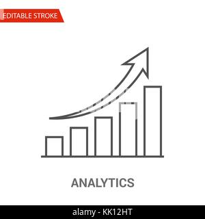 Analytics Icon. Thin Line Vector Illustration - Adjust stroke weight - Expand to any Size - Easy Change Colour - Editable Stroke - Pixel Perfect Stock Vector