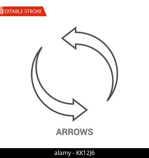 Arrows Icon. Thin Line Vector Illustration - Adjust stroke weight - Expand to any Size - Easy Change Colour - Editable Stroke - Pixel Perfect Stock Vector